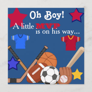Boys Sports Baby Shower Invitación HOCKEY