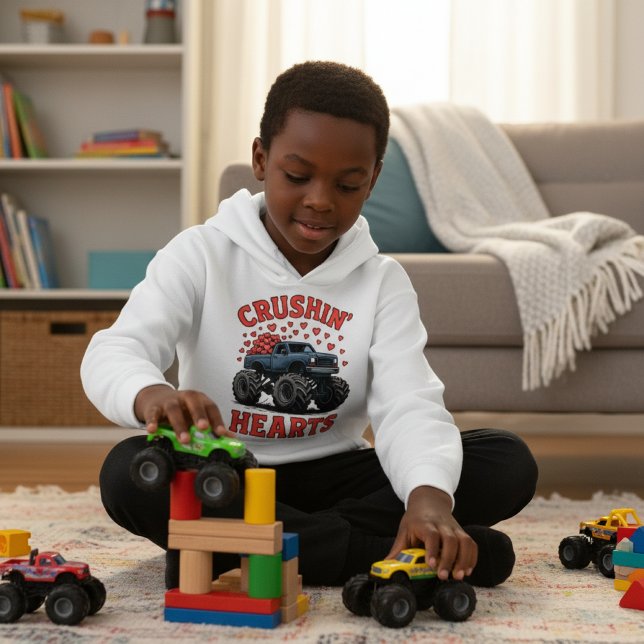 Boys Valentine Cute Monster Truck “Crushin’ Hearts (Subido por el creador)
