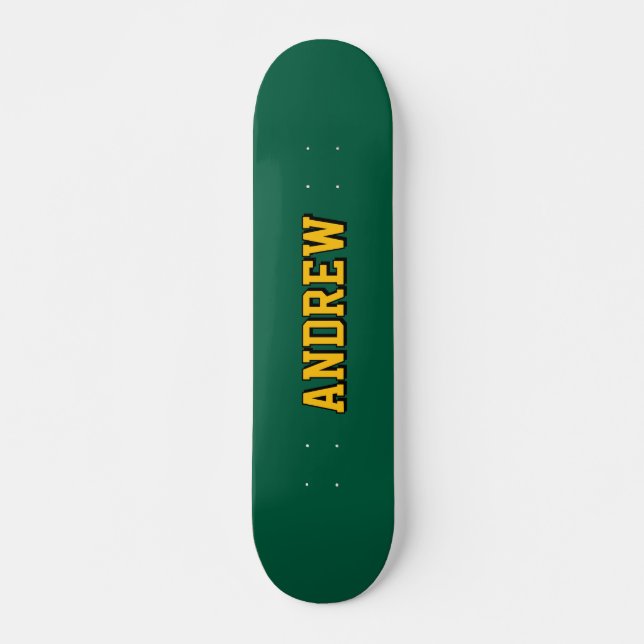 Boys Varsity Green Skateboard Personalized Name (Anverso )