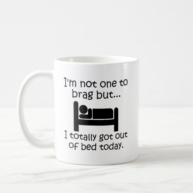 Brag fuera de la taza divertida de la cama (Izquierda)