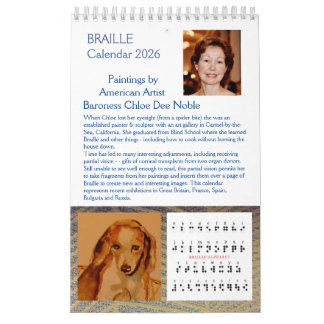 Braille 2026 por Chloe Dee Noble - Calendario