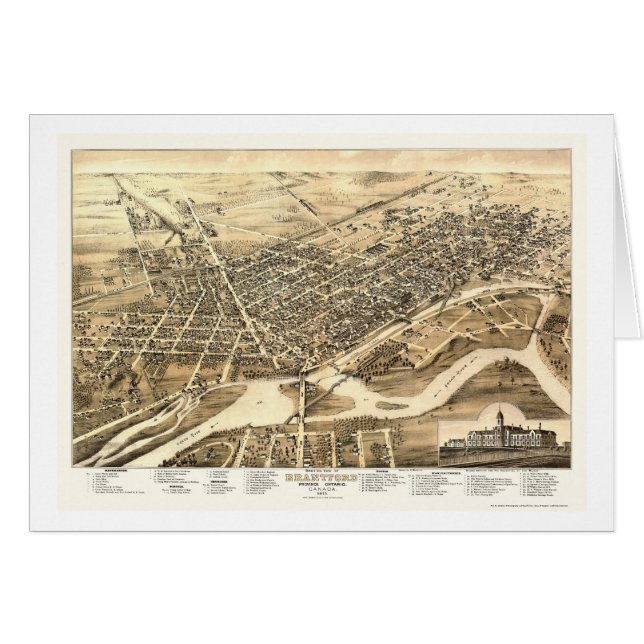 Brantford, ENCENDIDO, mapa panorámico de Canadá - (Anverso (Horizontal))
