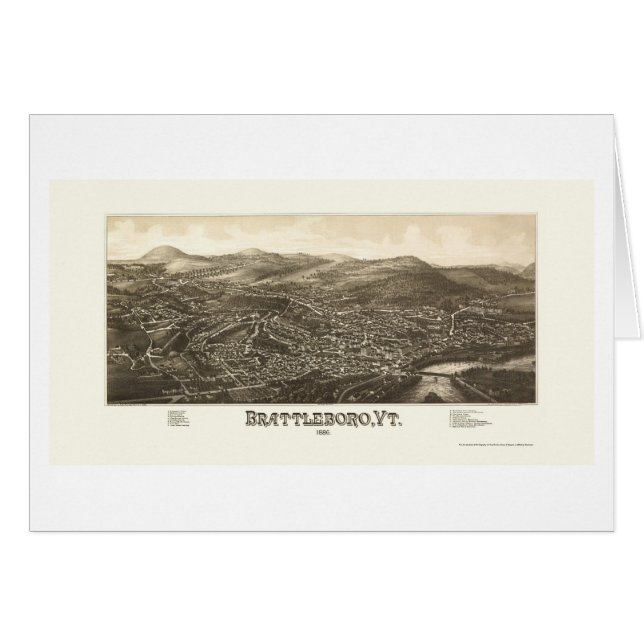 Brattleboro, mapa panorámico del VT - 1886 (Anverso (Horizontal))