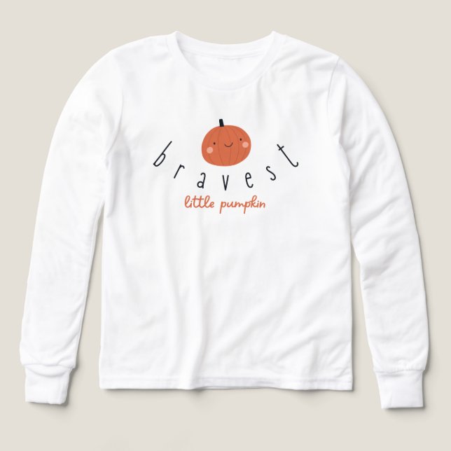 bravest little pumpkin Girls Long Sleeve T-Shirt  (Diseño frontal)