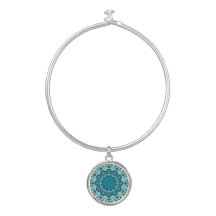 Blue Aqua Mandala Rosette Retro Hippie