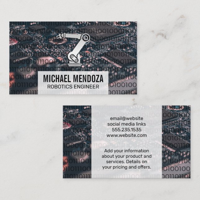 Brazo robótico | Código binario | Tarjeta de circu (Anverso / Reverso)