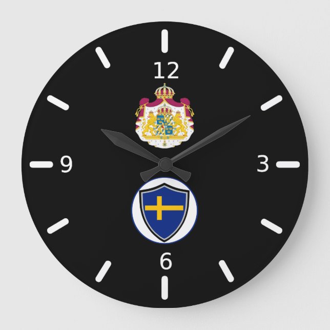 Brazos de la bandera de Suecia con un reloj grande (Anverso)