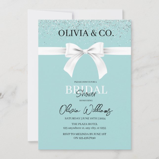 Breakfast at Tiffany's Bridal shower invitation (Anverso)