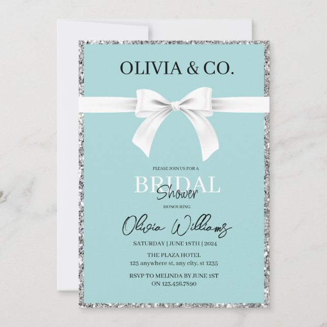 Breakfast at Tiffany's Bridal shower invitation (Anverso)