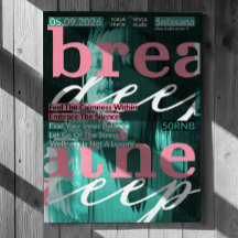 Breathe Deep Yoga Poster - Bienestar y atención