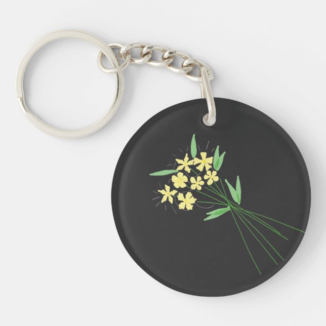 "Breeze in Bloom" – Llavero Floral Dibujado a Mano (Frente)
