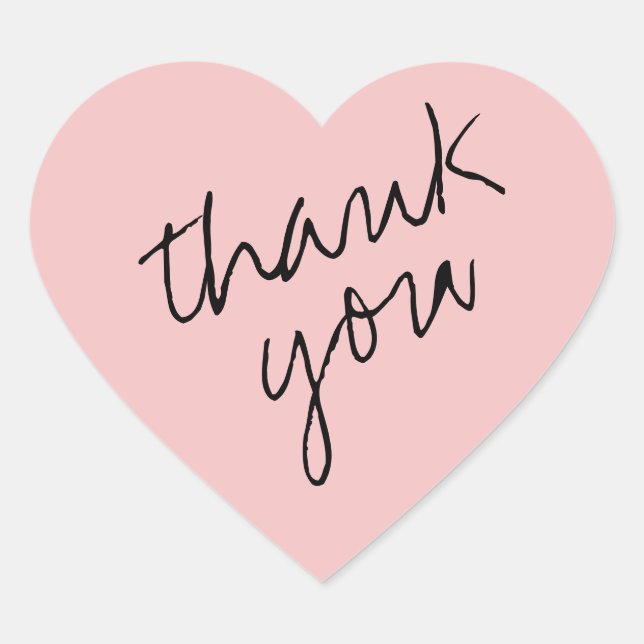 Breezy Pink Heart Gracias Pegatina (Anverso)