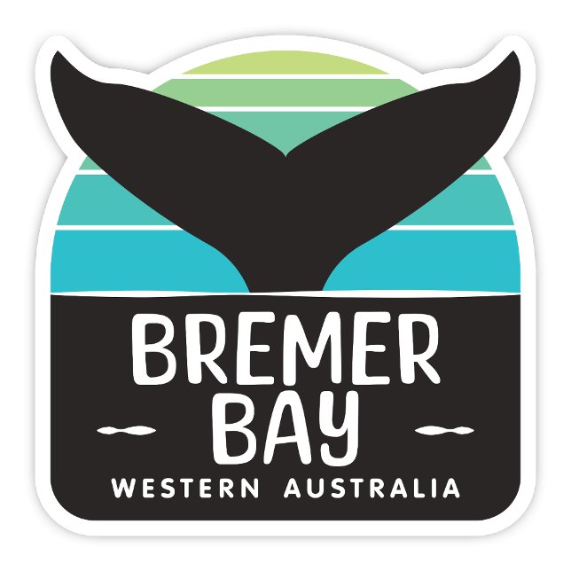 Bremer Bay, Pegatina de Australia Occidental (Bremer Bay, Western Australia retro whale tail sticker)