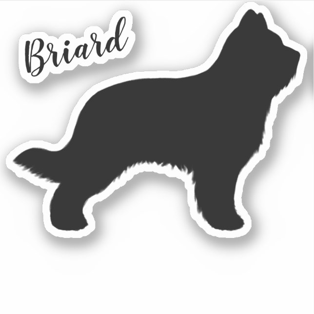 Briard Dog Silhouette Vinyl Pegatina (Anverso)