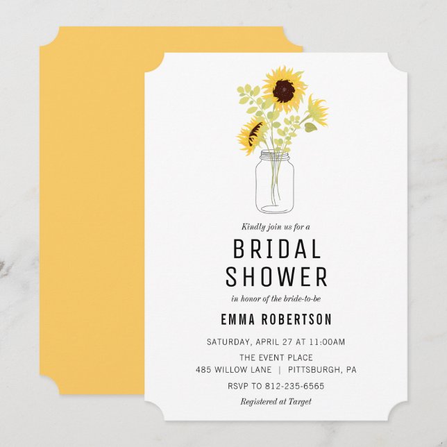 Bridal Brunch Sunflower Bouquet Invitación a la du (Anverso / Reverso)