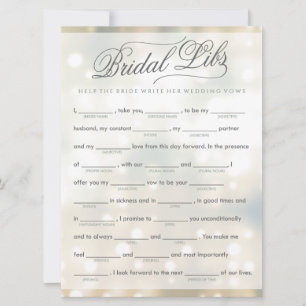 Bridal Libs Bachelorette Party Game Card (elegante