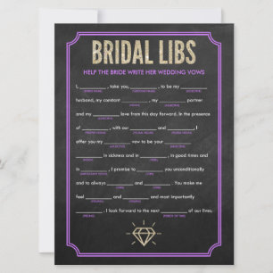 Bridal Libs Bachelorette Party Game Card (púrpura)