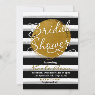 BRIDAL SHOWER Black Gold Watercolor Invitación