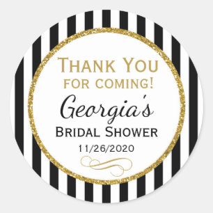 Bridal Shower Black Stripe Gracias Etiquetas Favor