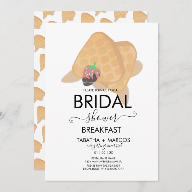 Bridal Shower Breakfast Waffles Brunch Invitación (Anverso / Reverso)