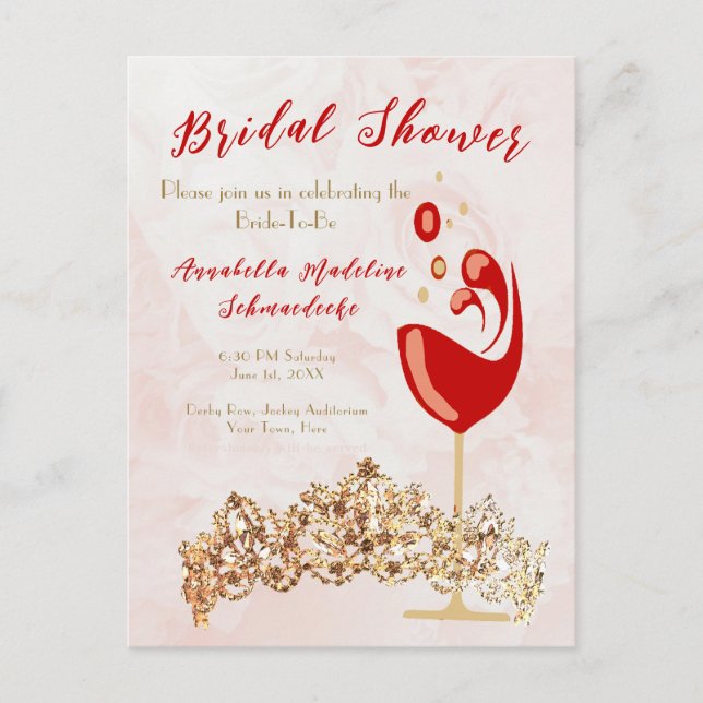Bridal Shower Budget Rubor Wine Gold Invitación (Anverso)