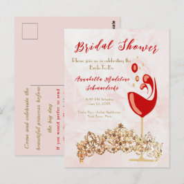 Bridal Shower Budget Rubor Wine Gold Invitación