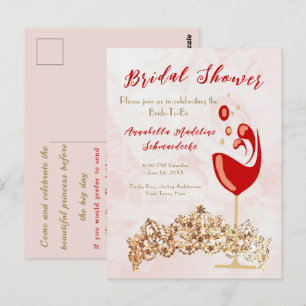 Bridal Shower Budget Rubor Wine Gold Invitación