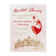 Bridal Shower Budget Rubor Wine Gold Invitación