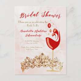 Bridal Shower Budget Rubor Wine Gold Invitación