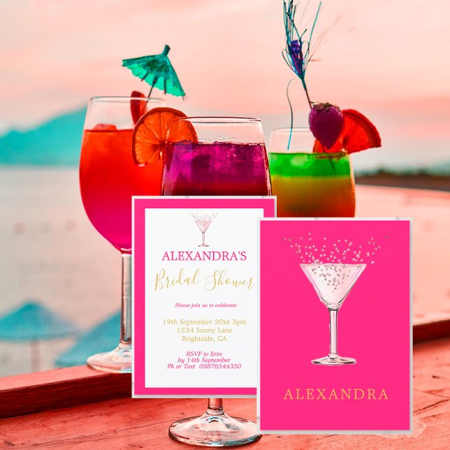 Bridal Shower Cocktail Rosa Gold Invitación simple (Subido por el creador)