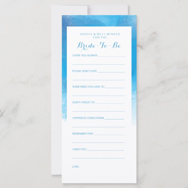 Bridal Shower Consejos Verano Azul acuarela (Anverso)