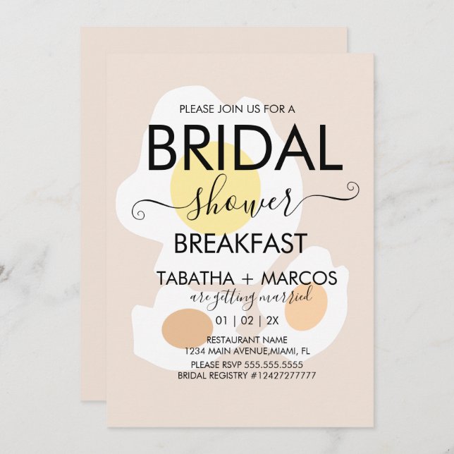 Bridal Shower Desayuno Huevo Brunch Invitación (Anverso / Reverso)