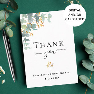 Bridal Shower eucalipto tarjeta de agradecimiento 