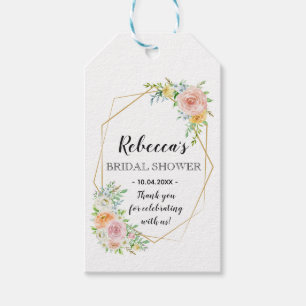 Bridal Shower Favor Gift Etiqueta floral oro geomé