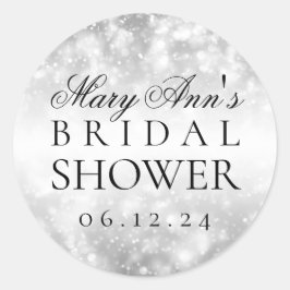 Bridal Shower Favorito Etiqueta Luces Silver Shimm