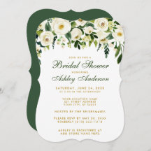 Bridal Shower Floral Green Gold Invitación B