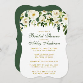 Bridal Shower Floral Green Gold Invitación B