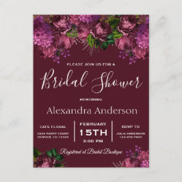 Bridal Shower Floral Marsala Invitación a Borgoña