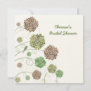 Bridal Shower Flower Garden & Bird Invitación