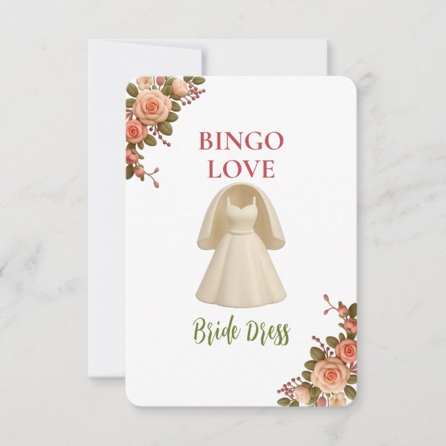 Bridal Shower Game Bingo Card – Bride Dress (Anverso)