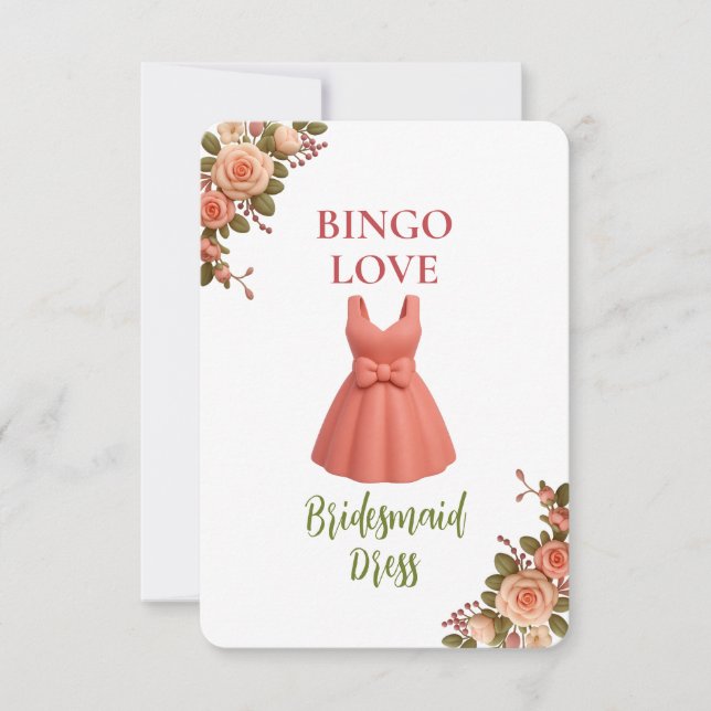Bridal Shower Game Bingo Card – Bridesmaid Dress (Anverso)