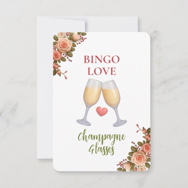 Bridal Shower Game Bingo Card – Champagne Glasses (Anverso)