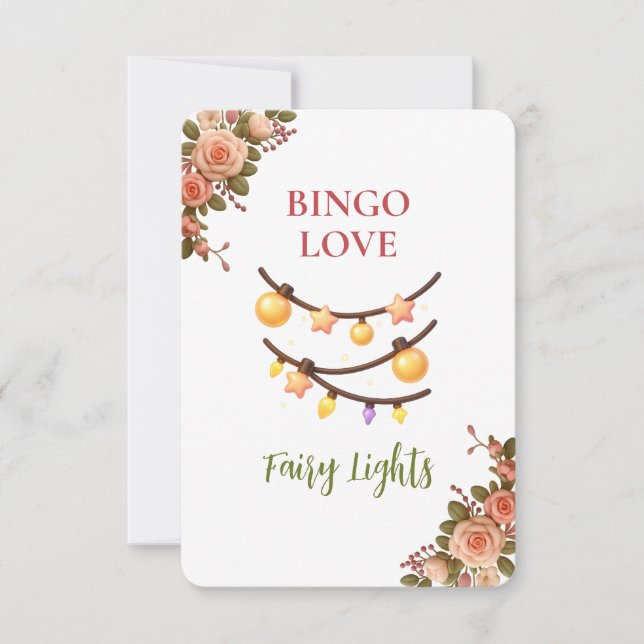 Bridal Shower Game Bingo Card – Fairy Lights (Anverso)
