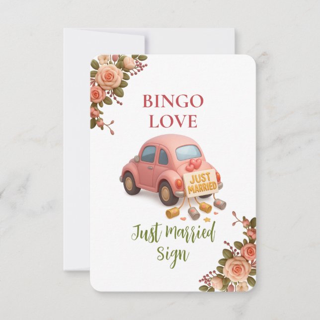Bridal Shower Game Bingo Card – Just Married Sign (Anverso)