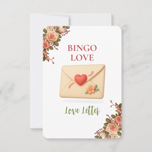 Bridal Shower Game Bingo Card – Love Letter (Anverso)