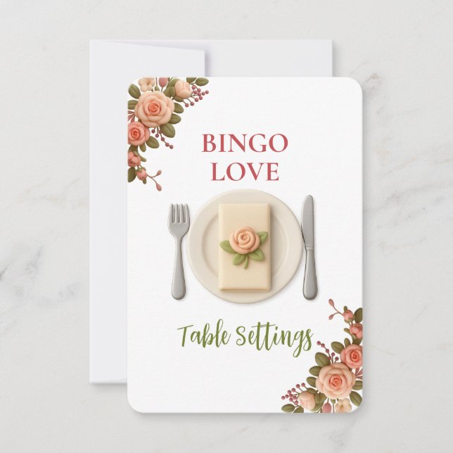 Bridal Shower Game Bingo Card – Table Settings (Anverso)