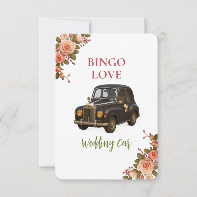 Bridal Shower Game Bingo Card – Wedding Car (Anverso)