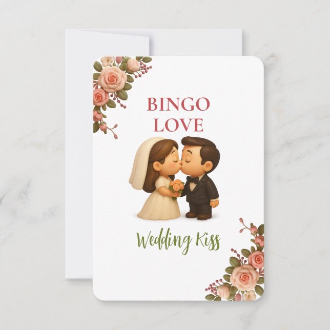 Bridal Shower Game Bingo Card – Wedding Kiss (Anverso)