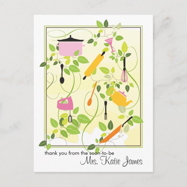 Bridal Shower Gracias Tarjeta Post (Anverso)