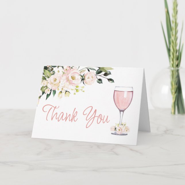 Bridal Shower Gracias Tarjeta Rubor Floral plegada (Anverso)